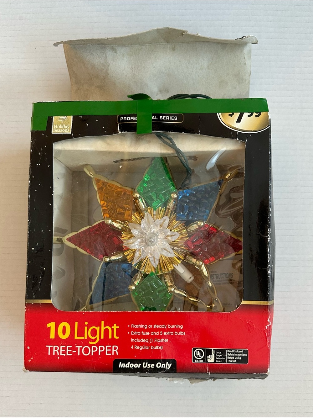Holiday Seasons Star Tree Topper 10-Light Multicolor Flashing Indoor Christmas